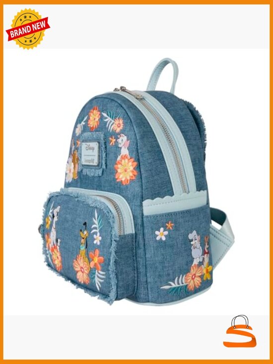 Disney Dogs & Cats Faux Denim Fringe Mini Backpack main image 4